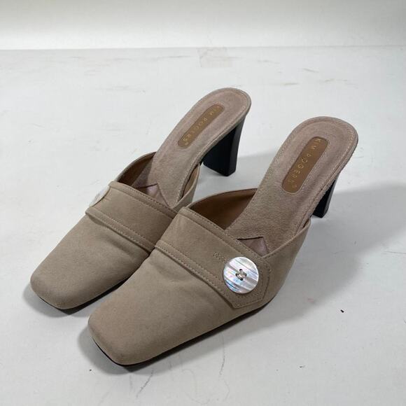 Vintage tan suede mules - Picture 1 of 8